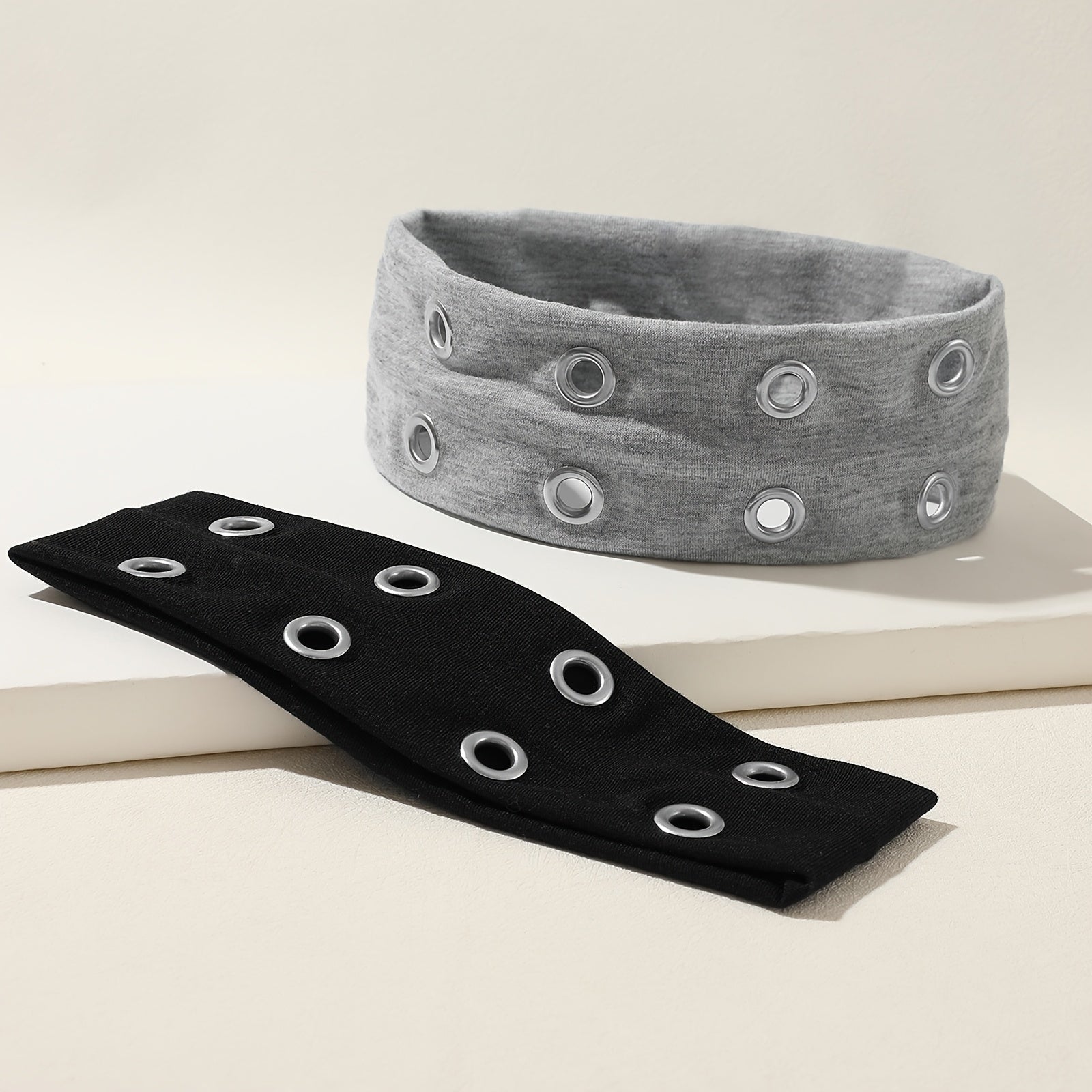 [Breathable Headband] Soft Breathable 1pc Women's Sport Headband | Adjustable Snap Button Closure - Minimalist Design for Running, Gym, Workouts - Black/White/Grey Beauty World Shop