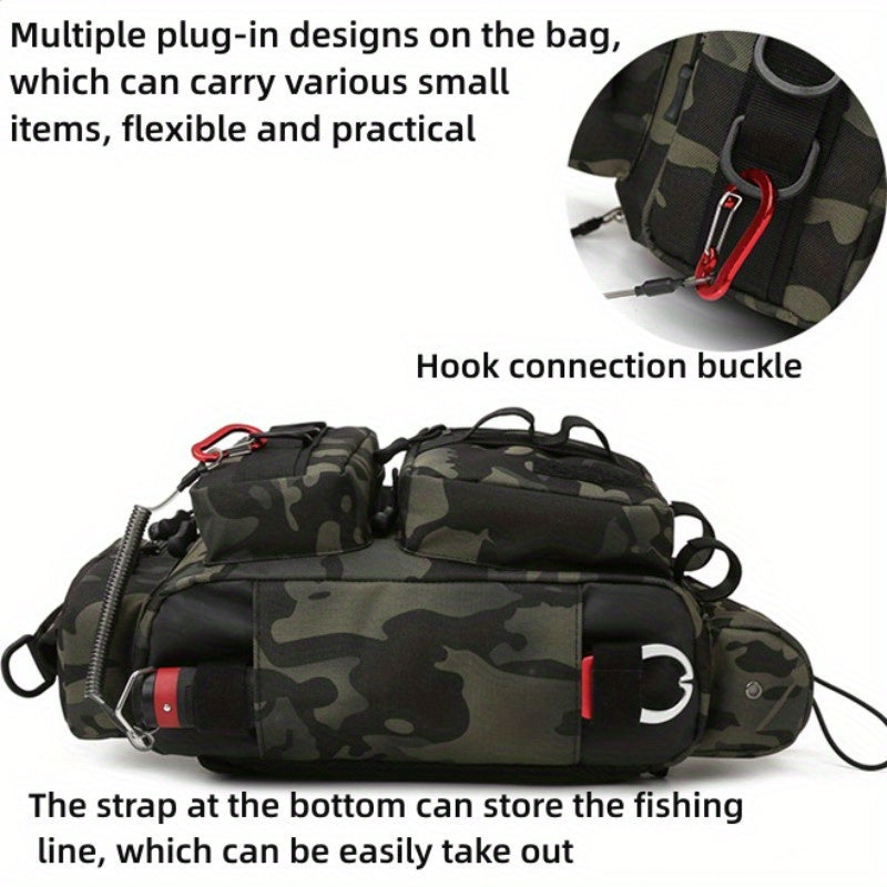 1pc Heavy-Duty Fishing Backpack Tackle Sling Bag with Rod Holder & Multi-Compartment - Lightweight Breathable Mesh Back, Durable Nylon/, Padded Shoulder Straps for Freshwater/Saltwater Fishing Gear, Camping & Outdoor (Ideal G Beauty Fashion