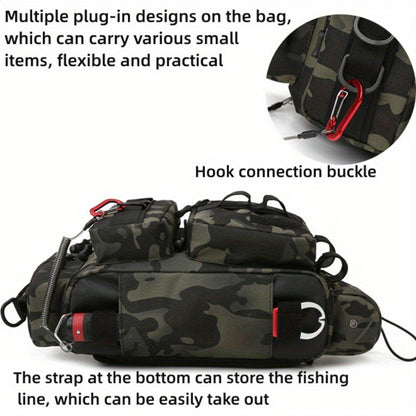 1pc Heavy-Duty Fishing Backpack Tackle Sling Bag with Rod Holder & Multi-Compartment - Lightweight Breathable Mesh Back, Durable Nylon/, Padded Shoulder Straps for Freshwater/Saltwater Fishing Gear, Camping & Outdoor (Ideal G Beauty Fashion