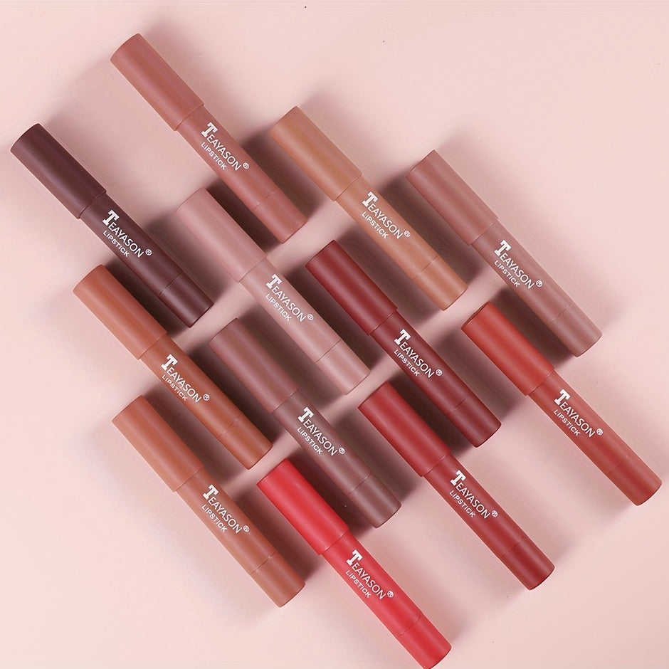 12 Colors Matte Moisturizing Lipstick Crayons - Long Lasting, Waterproof, Smooth, Fuller Lip Makeup Finish Valentine's Day Gifts Beauty Fashion