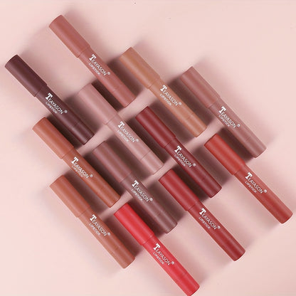 12 Colors Matte Moisturizing Lipstick Crayons - Long Lasting, Waterproof, Smooth, Fuller Lip Makeup Finish Valentine's Day Gifts Beauty Fashion