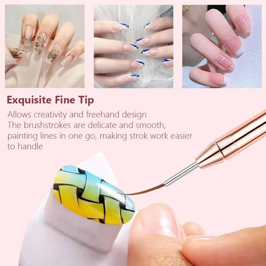 5PCS Nail Art Liner Brush Set - French Stripe/Line/Flower Painting Pens for Acrylic Gel Polish Manicure