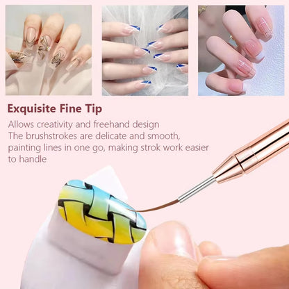 5PCS Nail Art Liner Brush Set - French Stripe/Line/Flower Painting Pens for Acrylic Gel Polish Manicure