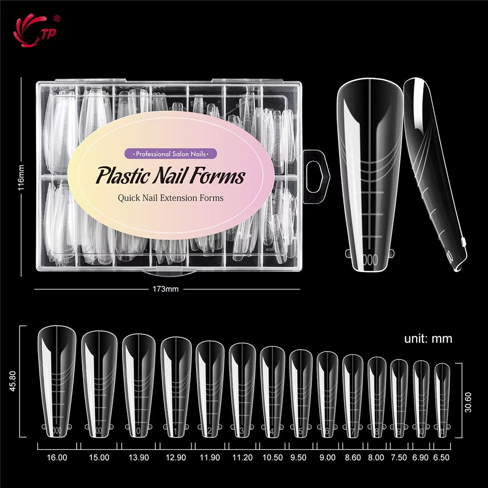 TP New Nail Dual Form Acrylic False Nail Tips Quick Building Gel Mold Reusable Nail Extension Top Forms for Poly Nail Gel 140Pcs