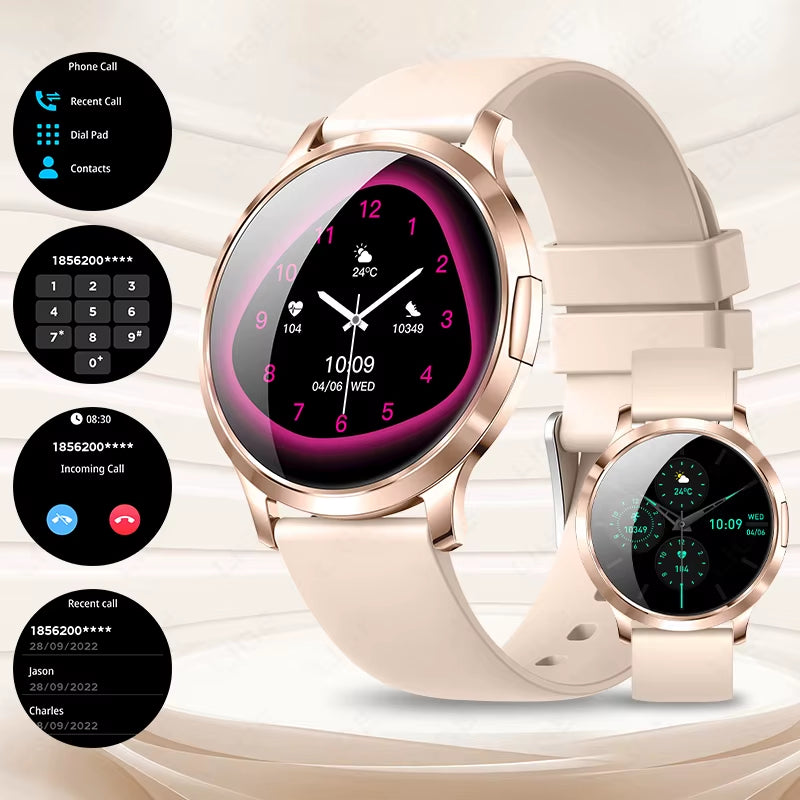 2025 New Smart Watch for Women AMOLED Screen Watches IP68 Waterproof Heart Rate Monitor Ladies Smartwatch for Huawei Xiaomi