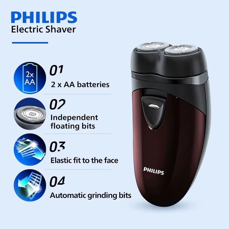 PQ206 Electric Shaver 2*AA Battery Type Economic Mini Men Portable Fast Shaving Razor Double Cutter Head Beard Trimmer
