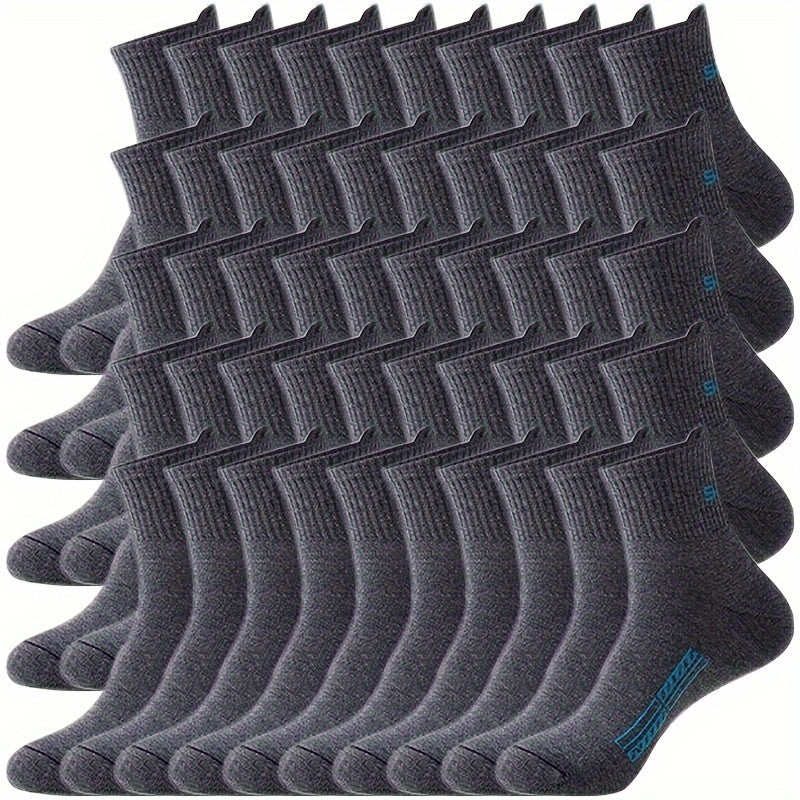 [Sweat-absorbing Sport Socks] 50 Pairs Men's Mid Crew Sport Socks - Sweat-absorbing Comfy Breathable Socks for Basketball Training, Running Outdoor Activities Beauty World Shop