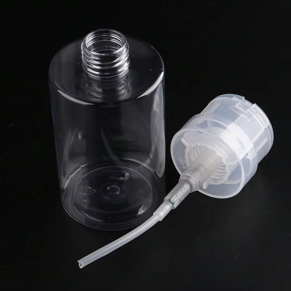 200ML Empty Pump Liquid Alcohol Press Nail Polish Remover Cleaner Bottle Nail Refillable Bottle Dispenser Manicure Container