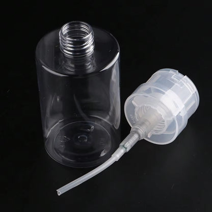 200ML Empty Pump Liquid Alcohol Press Nail Polish Remover Cleaner Bottle Nail Refillable Bottle Dispenser Manicure Container