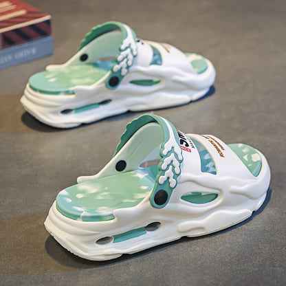 Unisex EVA Sport Sandals & Slides - Quick-Dry Non-Slip Casual Graphic Letter Print Round Toe - Lightweight Breathable Couple's Beach & Casual Footwear for Spring/Summer, Beach Shoes, Versatile Footwear, Trendy Slides, Comfort