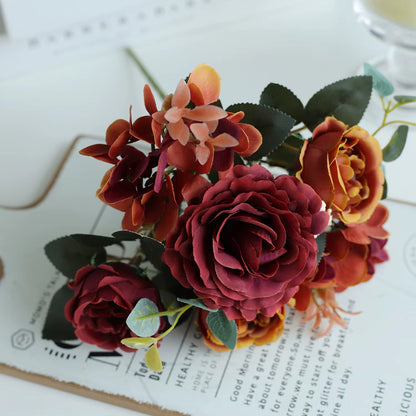 1PC Fall Artificial Peony Flowers Silk Hydrangea Rose Living Room Home Vase Garden Wedding Bridal Bouquet Diy Party Decoration