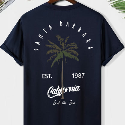 EST. 1987 And A Coconut Tree Printed Men's Fashion Trendy Casual Crew Neck Casual Sport T-shirt Beauty World Shop