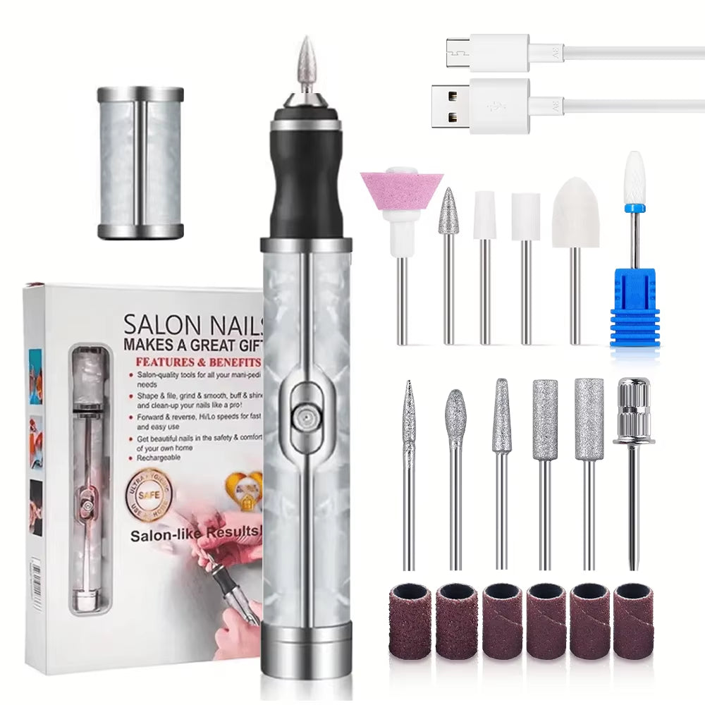 LINMANDA Many Sets Electric Nail File Portable Manicure Pedicure Polishing Grinding Peeling Nail Drill for Fingernail Toenail