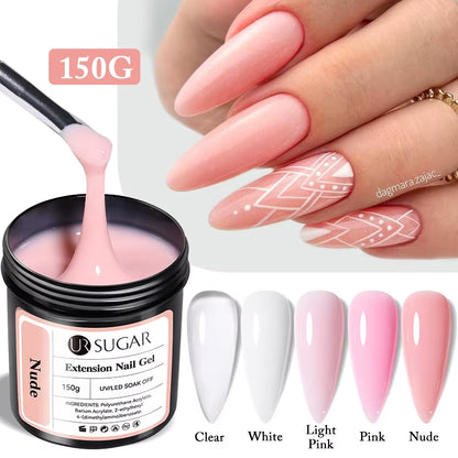 150G Quick Extension Gel Pink Jelly Milky White Camouflage Finger French Hard Gel UV LED Gel Nail Art Design Manicure