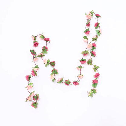 2.5M Rose Artificial Silk for Wedding Garland Fake Plant Flowers Vine Home Room Wedding Wall Hanging Garden Arch DIY Decoration