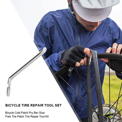 Bike Tire Repair Kit with Vulcanizing Glue & Patches - Bicycle Tube Puncture Set for Mountain/Road Cycling