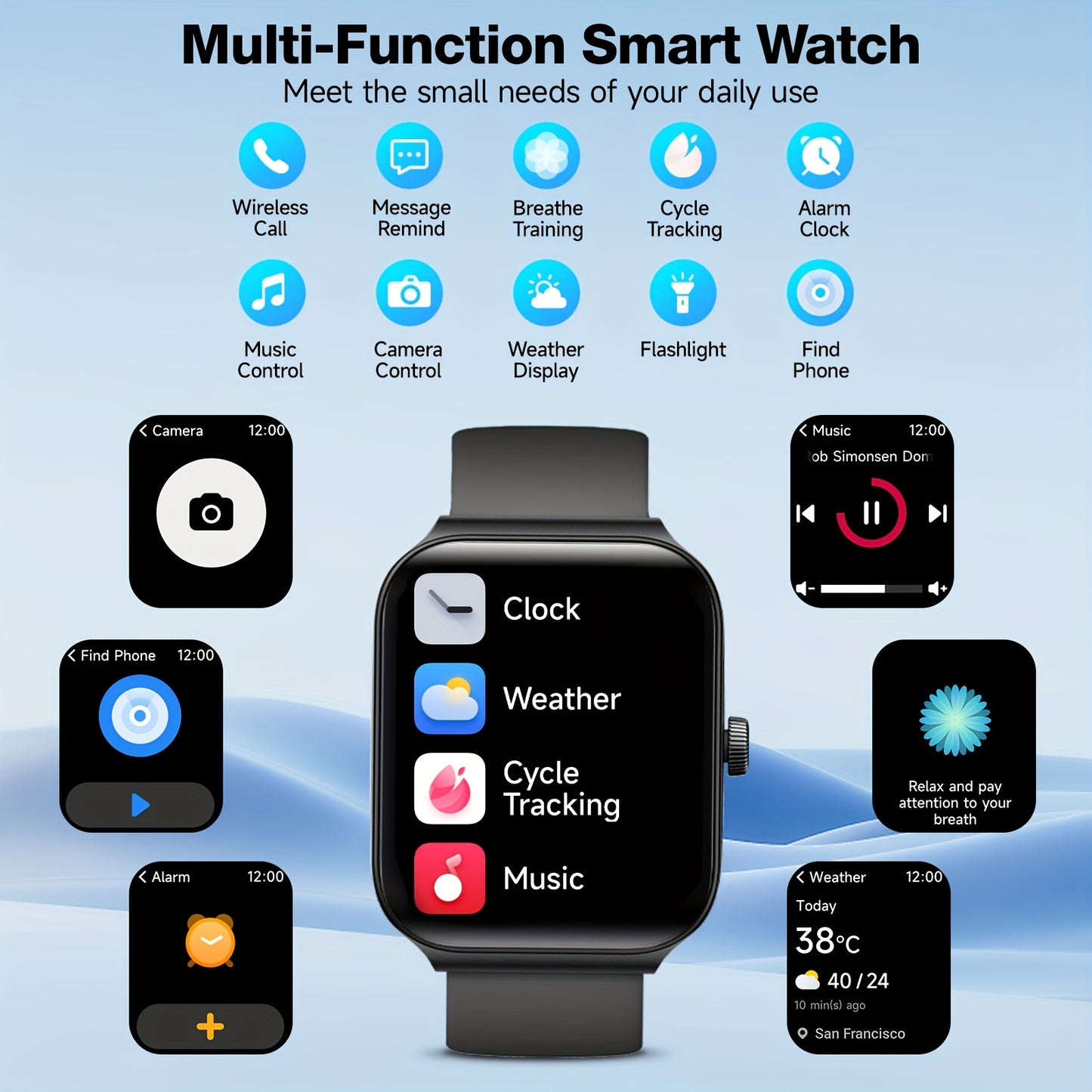 FAWEIO Smart Watch For Men Women Wireless Call, 1.95" Smartwatch With 100+ Sport Modes, Fitness Activity Tracker Pedometer, Built-in Alexa, For iPhone & Android, Perfect Gift For Family And Friends