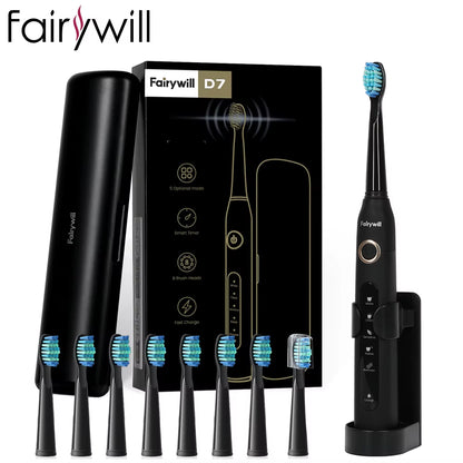 FW507 Electric Sonic Toothbrush USB Charger Tooth 8Brush Replacement Waterproof Electronic Toothbrush with Travel Case