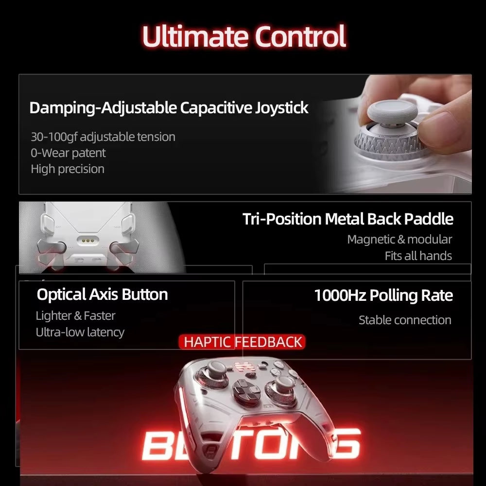 KP70 Haptic Vibration Wireless Bluetooth Game Controller Capacitive Joystick Gamepad for PC Steam Android Ios Switch1/2
