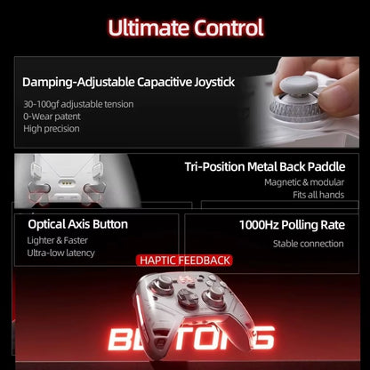 KP70 Haptic Vibration Wireless Bluetooth Game Controller Capacitive Joystick Gamepad for PC Steam Android Ios Switch1/2