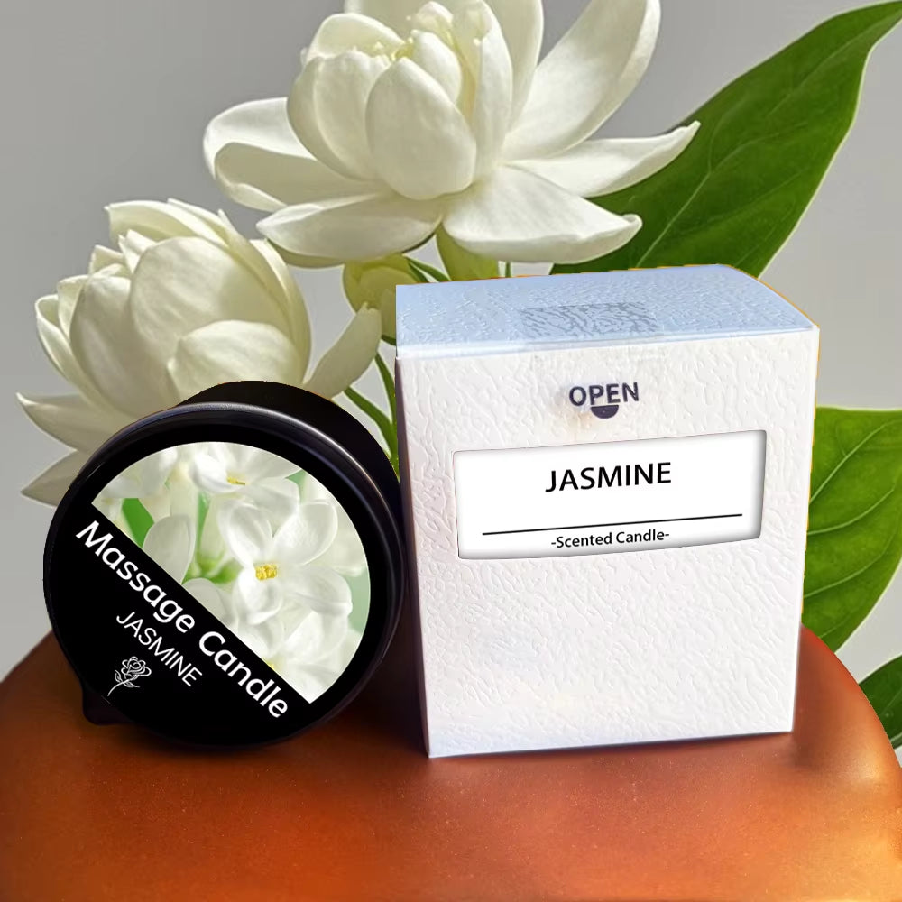Massage Candle - Essential Oil- Jasmine, 2Oz/56.7G Melts into Warm Massage Oil - Massage Oil Candle, Pour Spout
