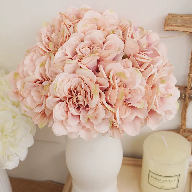 5Pcs Beautiful Artificial Peony Flowers High Quality White Bouquet Wedding Home Table Decor Fake Flowers Christmas Arrangement