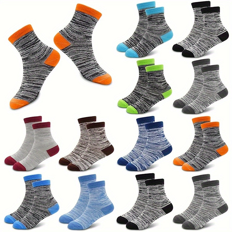 12 Pair Of Boy's Mid Crew Sport Socks, Sweat-absorbing Comfy Breathable Socks For Boy's Basketball Training, Running Outdoor Activitiess Beauty World Shop