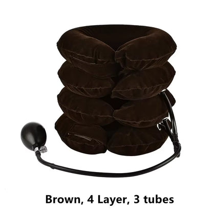 3/4 Layer Inflatable Soft Neck Collar Air Cervical Traction Device Pillow Neck Posture Stretching Brace Neck Massager Care