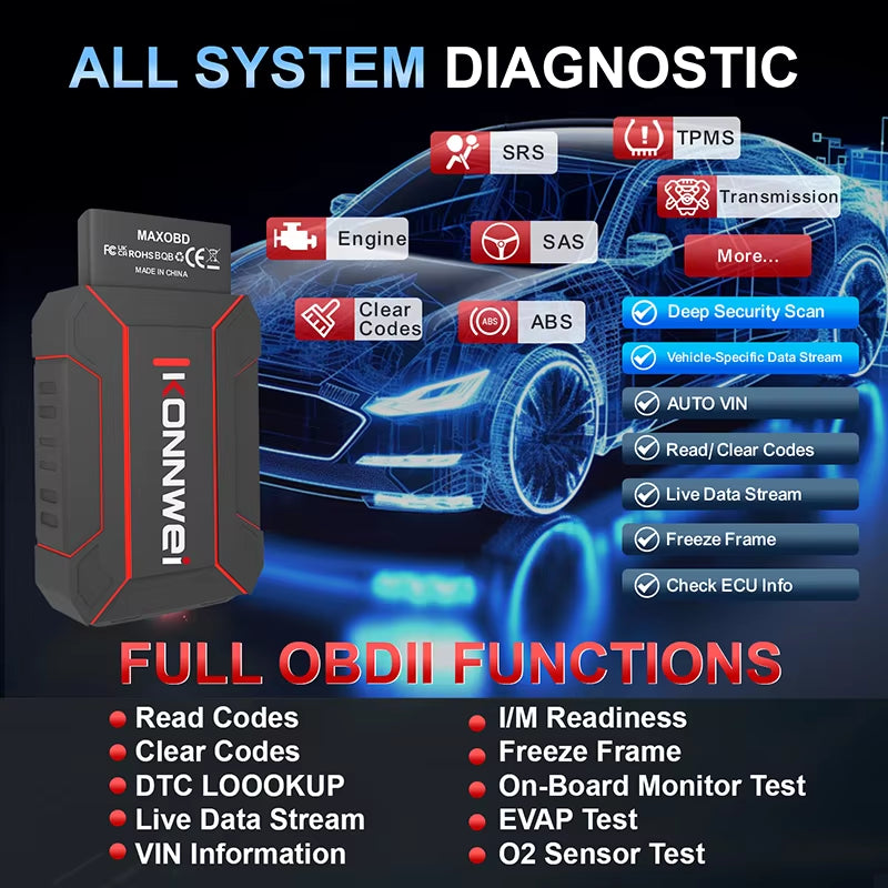 OBD2 Scanner Diagnostic Tool Bluetooth Version Full Car System BT 5.2 Code Read Engine Airbag Automatic Transmission ABS for VW
