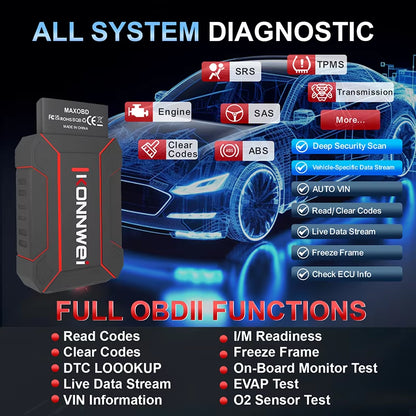 OBD2 Scanner Diagnostic Tool Bluetooth Version Full Car System BT 5.2 Code Read Engine Airbag Automatic Transmission ABS for VW