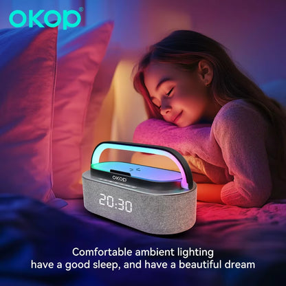 Bluetooth Speaker Clock Alarm Phone 15W Wireless Charging White Noise Portable High Tone Speaker IPX7 Waterproof Outdoo USB