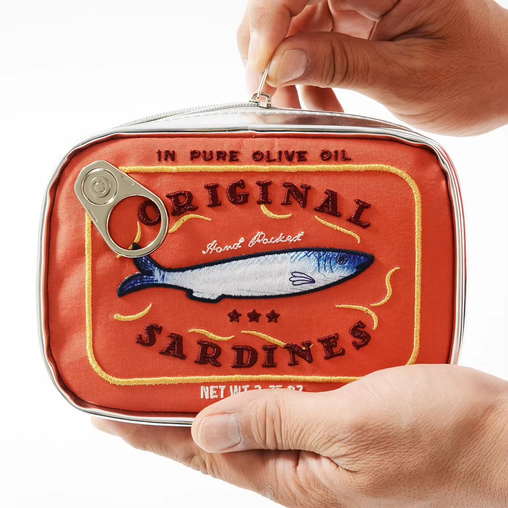 Canned Sardines Women Travel Cosmetic Bag Cute Toiletry Bag Creative Portable Fashion Zipper Multi-Function for Weekend Vacation