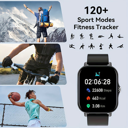 New Multi-functional Smartwatch, 1.83-inch Full Touch Screen, Built-in Microphone And Speaker HD Call, Music Playback, Multi-sport Mode Sports Watch, Step Counting Sleep Monitoring, Suitable for iPhone/Android Phones, Suitabl Beauty World Shop