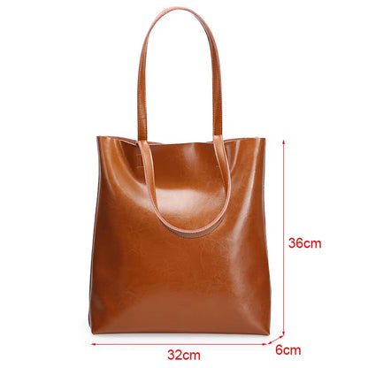 Cow Leather Bag Ladies Genuine Leather Handbags Big Women Bag Large Vintage Female 2023 Office Hand Shoulder Bags for Women Tote