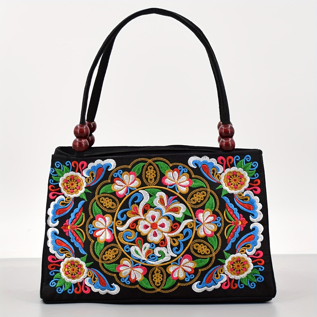 Embroidered Handbag, Double Zipper Bag, Women's Printed Handbag Beauty Fashion