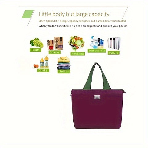 Foldable Drawstring Grocery Shopping Bag, Large Capacity Shoulder Tote for Sports, Travel, and Everyday Use Beauty Fashion