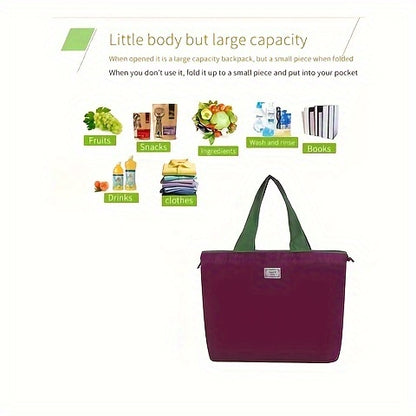 Foldable Drawstring Grocery Shopping Bag, Large Capacity Shoulder Tote for Sports, Travel, and Everyday Use Beauty Fashion