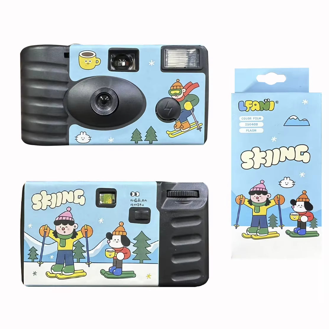 12/27 Sheets Retro Disposable Film Camera Retro Sport Black and White Color Film Dummy Machine with Flash FYE Illustrator Union