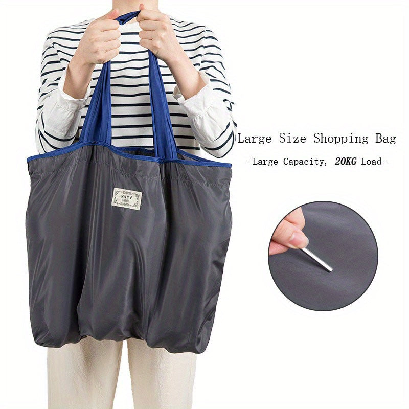 Foldable Drawstring Grocery Shopping Bag, Large Capacity Shoulder Tote for Sports, Travel, and Everyday Use Beauty Fashion