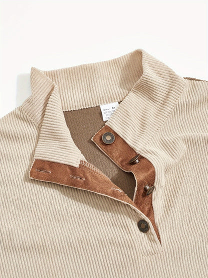 [1pc Casual Sport Shirt Embroidery] 1pc Men'S Casual Sport Shirt, Long Sleeve Crew Neck Knitwear with Embroidery Detail, Solid Color, Polyester Blend, Regular Fit - Fashion Colorblock Pullover Sweatshirt Beauty World Shop