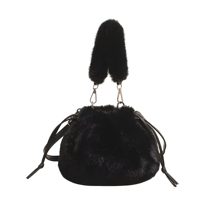 New Trendy Fluffy Commuter Simple Crossbody Bags for Women Fashion Shoulder Handle Storage Bag Texture and Versatile Bucket Bag