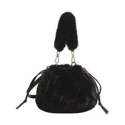 New Trendy Fluffy Commuter Simple Crossbody Bags for Women Fashion Shoulder Handle Storage Bag Texture and Versatile Bucket Bag