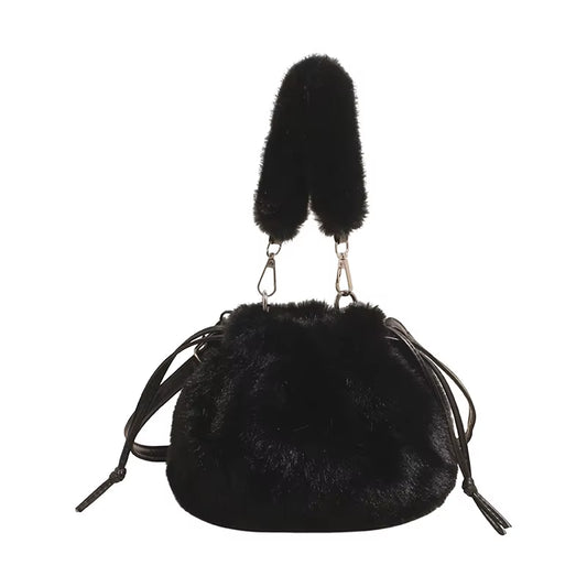 New Trendy Fluffy Commuter Simple Crossbody Bags for Women Fashion Shoulder Handle Storage Bag Texture and Versatile Bucket Bag
