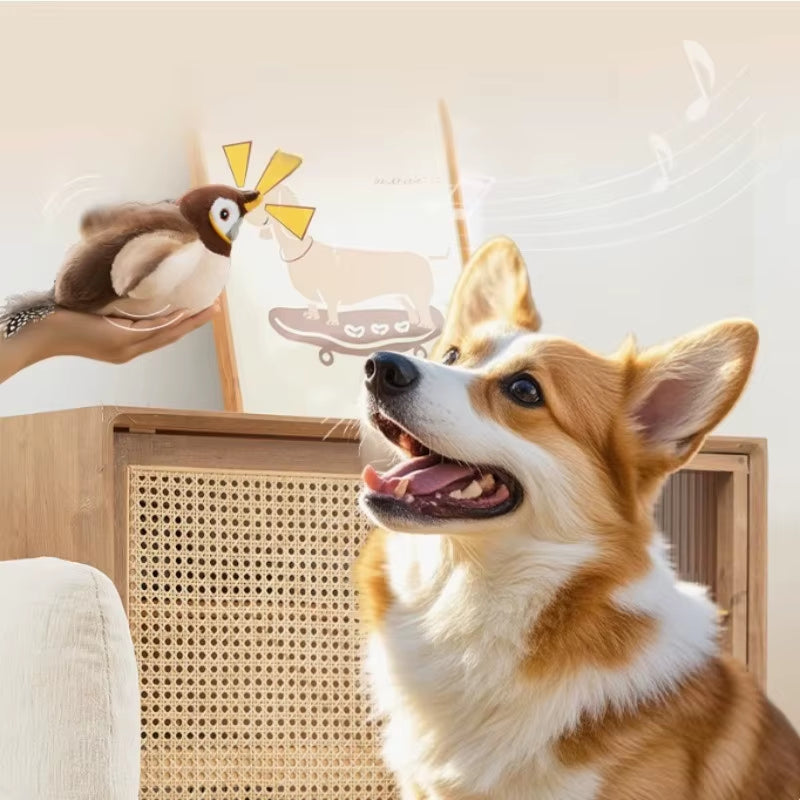 "Rechargeable Flapping Bird Cats Toy | Interactive Plush with Motion Sensor & Dual Sounds, Safe Chew Toy for Indoor Dogs/Cats"