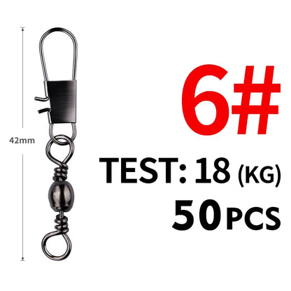 50Pcs/Lot Fishing Connector Pin Bearing Rolling Swivel Stainless Steel with Snap Fishhook Lure Tackle Accessorie