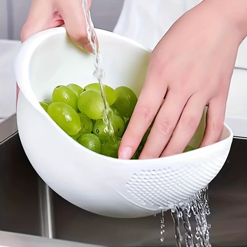1pc Multi-Functional Kitchen Washing Basket Basin - Food-Safe Plastic with Drain Holes for Efficient Draining, Rinsing Rice, Vegetables & Fruits - Space-Saving Design for Small Kitchens & Dishwashing Beauty Fashion