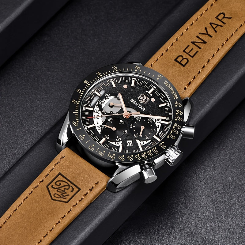 BENYAR Watches For Men Analog Quartz Chronograph Luminous Big Face Mens Watches Business Work Sport Casual Fashion Designer Dress Men'S Wrist Watches Elegant Gift For Men Beauty World Shop