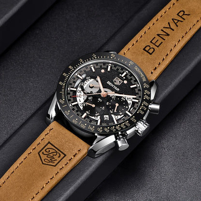 BENYAR Watches For Men Analog Quartz Chronograph Luminous Big Face Mens Watches Business Work Sport Casual Fashion Designer Dress Men'S Wrist Watches Elegant Gift For Men Beauty World Shop