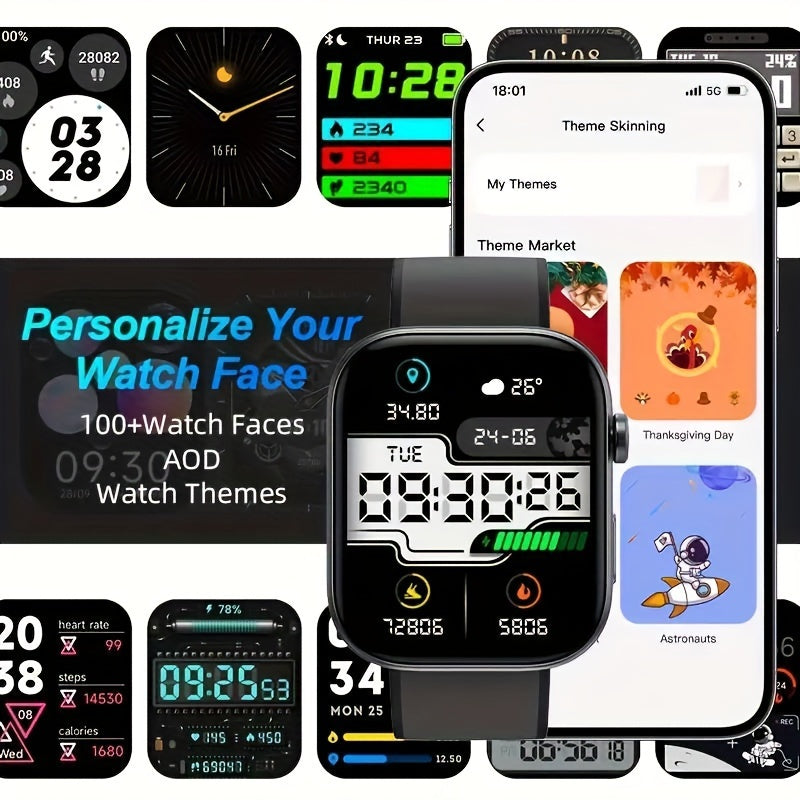 Smart Fitness Watch With 2.01" Color Screen, BT 5.3, Water Resistant, Multi-Sport Modes, Sleep Monitoring, And Fun Games Beauty World Shop