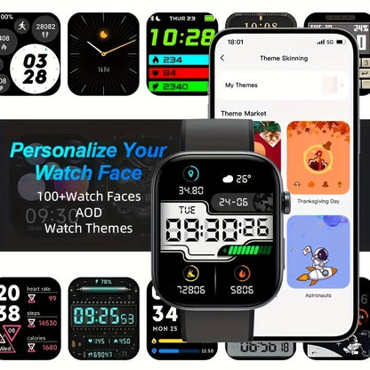 Smart Fitness Watch With 2.01" Color Screen, BT 5.3, Water Resistant, Multi-Sport Modes, Sleep Monitoring, And Fun Games Beauty World Shop
